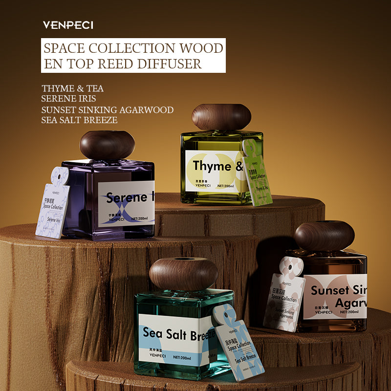VENPECI Space Collection Wooden Top Reed Diffuser