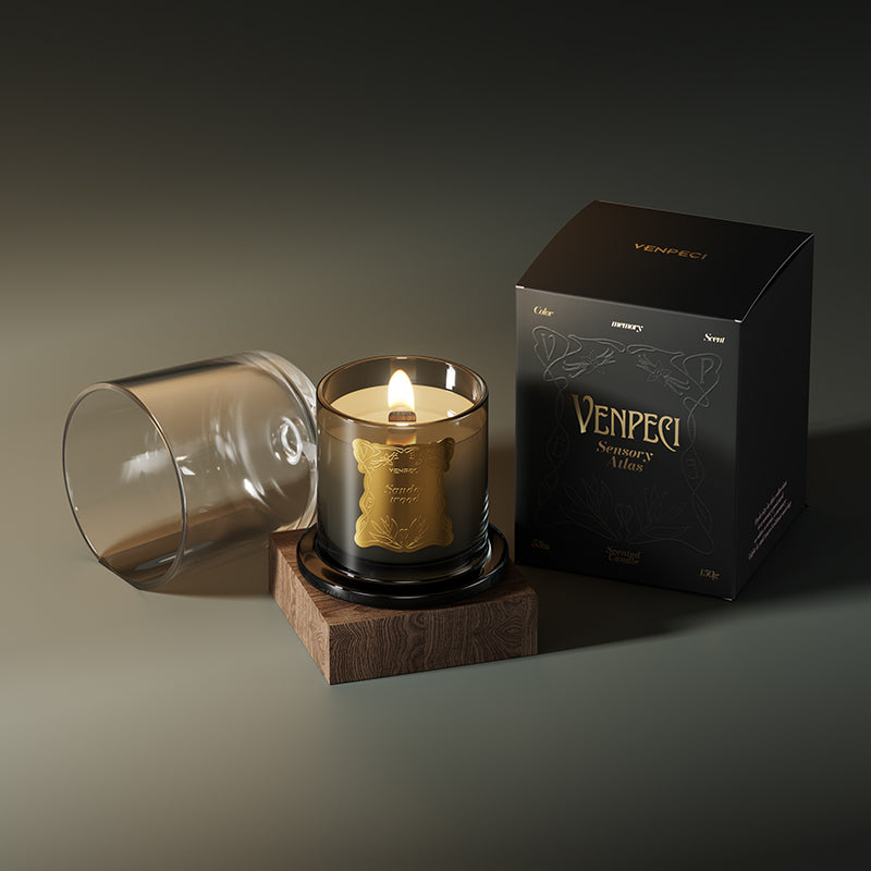 VENPECI Sensory Atlas Collection Scented Candle with Glass Cloche