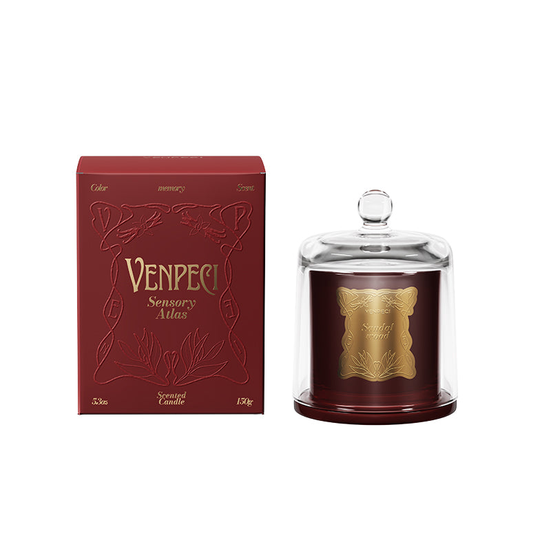 VENPECI Sensory Atlas Collection Scented Candle with Glass Cloche